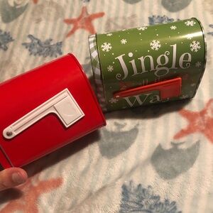2 holiday tin mailboxes